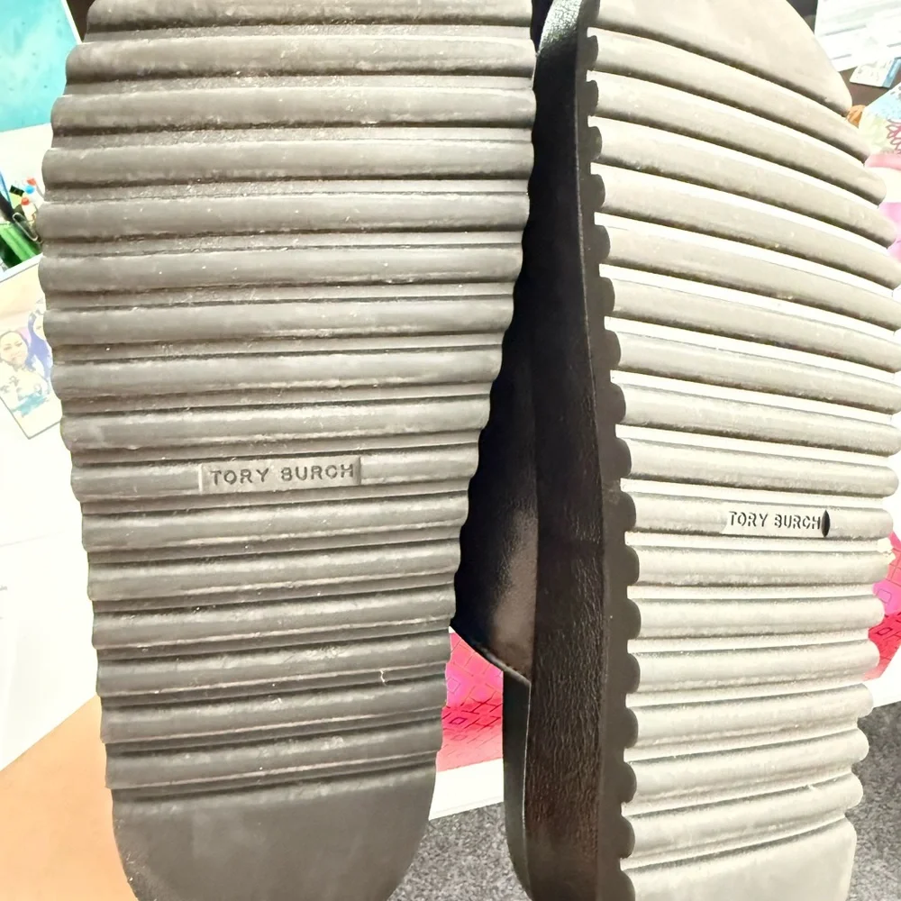 Tory Burch Black Slides with Gold Details - Picture 5 of 6